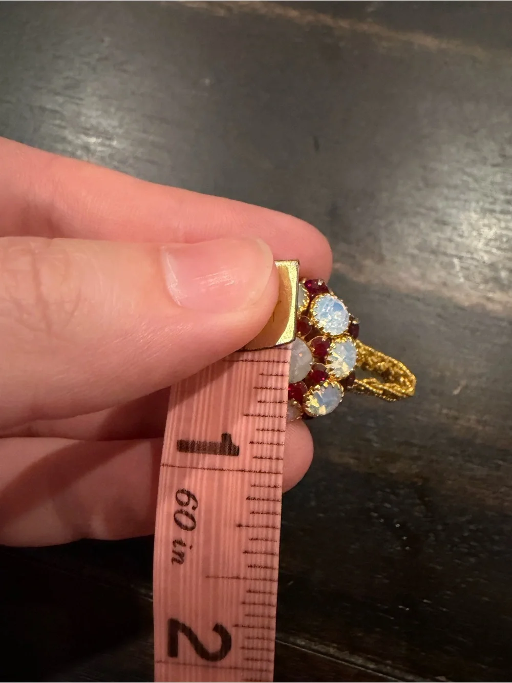 Faux garnet and white opal cluster stretch ring